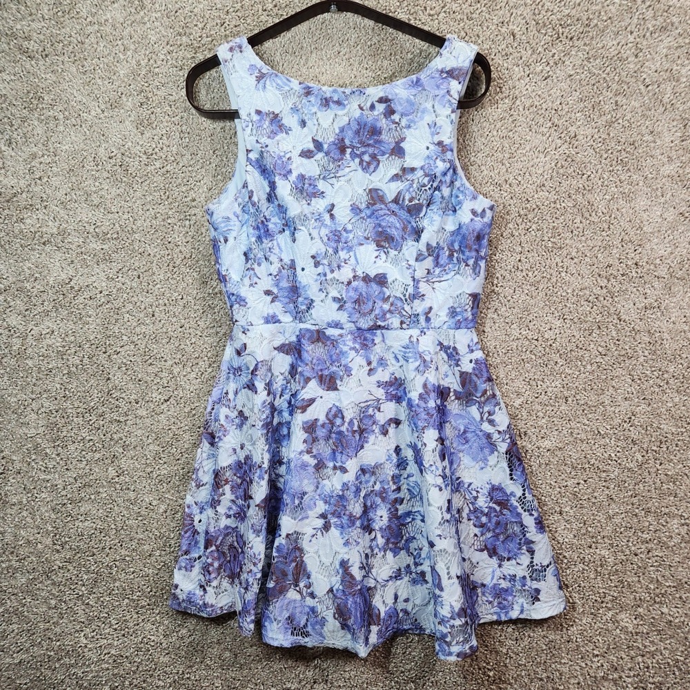 Speechless Dress Womens L Blue Floral Fit & Flare Coquette Cottagecore Boho‎